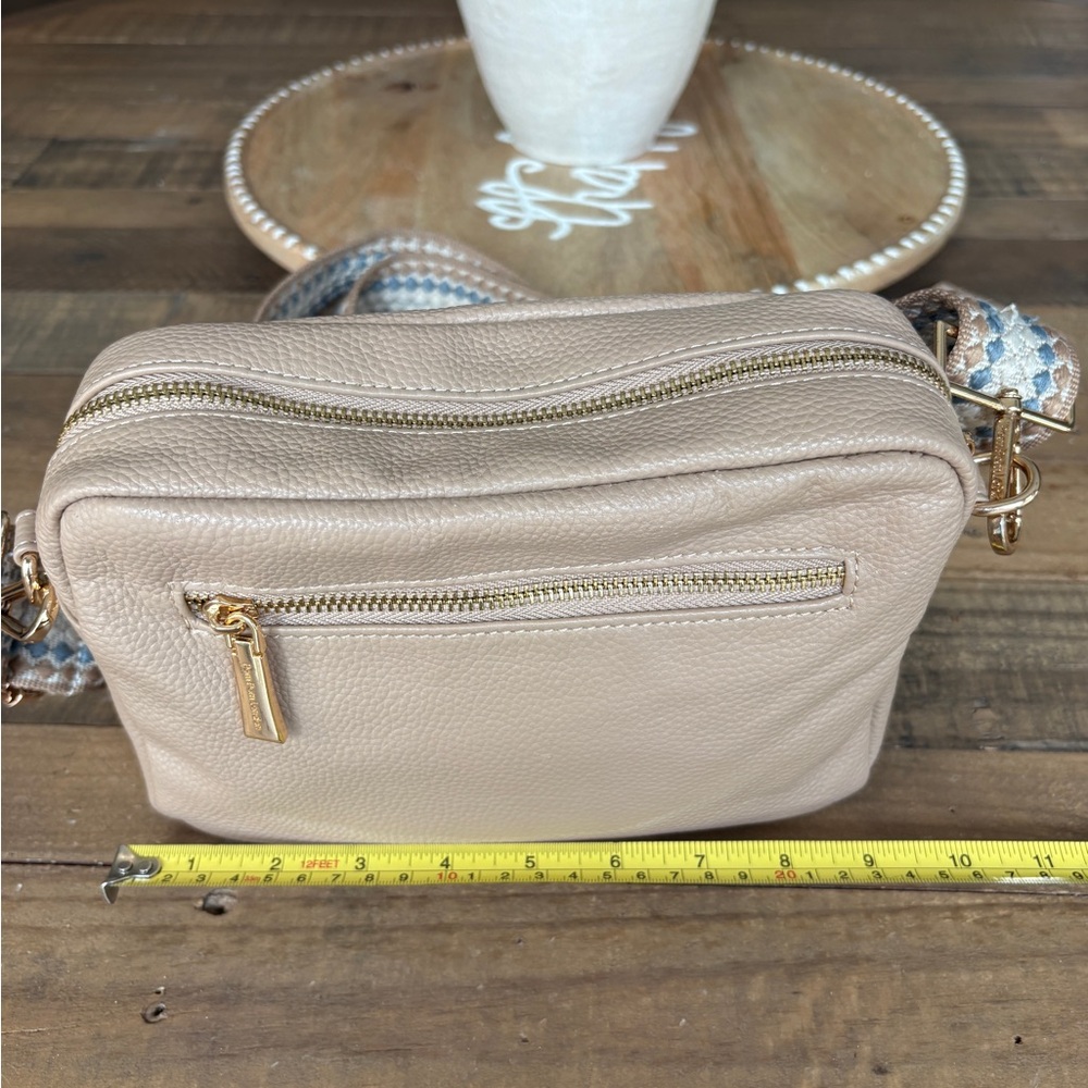 Pom Pom London Original Crossbody Bag Purse Stone Beige NEW - Picture 10 of 16